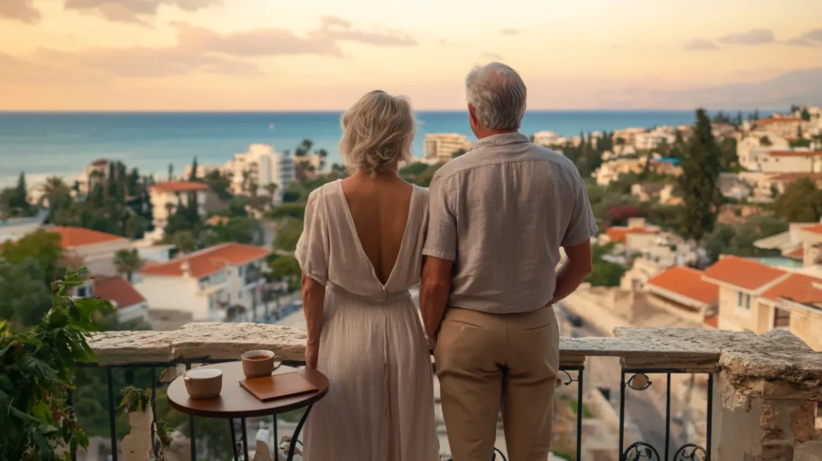 Retiring couple watching a Cyprus sunset