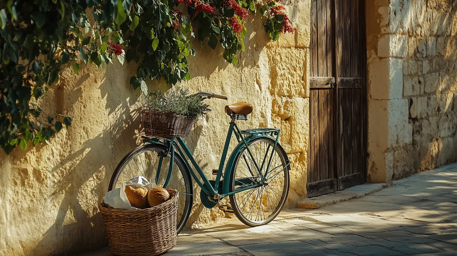 Everyday Cypriot life — bicycle by an old stone wall Everyday Cypriot life — bicycle by an old stone wall